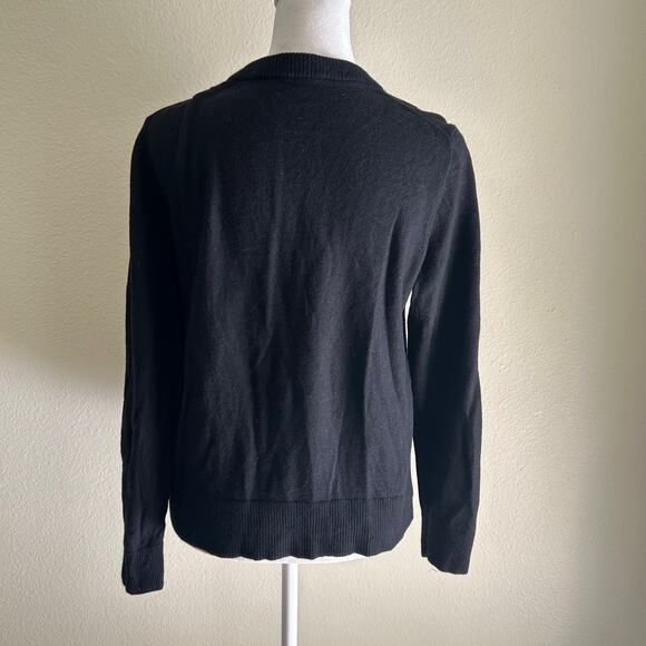 Trina Turk Martini Merino Wool Crewneck Sweater Black L Classic Lux Knit - Picture 2 of 11